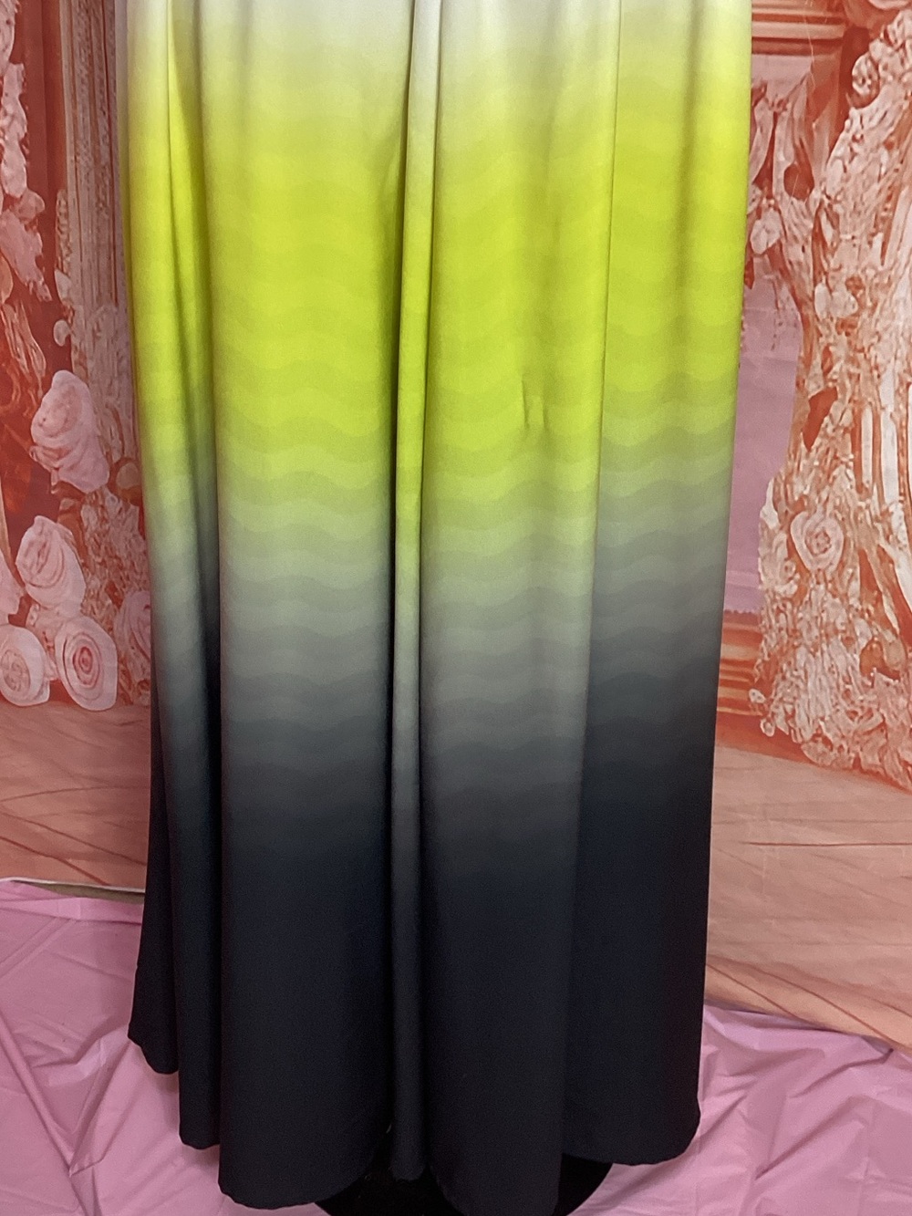 White to Lime Ombre Spaghetti-Strap Maxi Dress - Picture 9 of 15